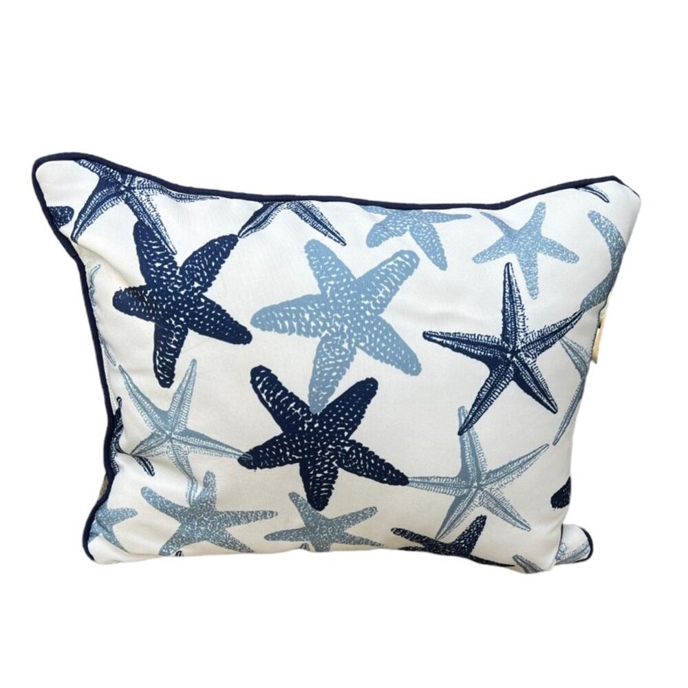Thro by Marlo Lorenz Beach Pillow Deco Double Sided Blue White Print Pillow